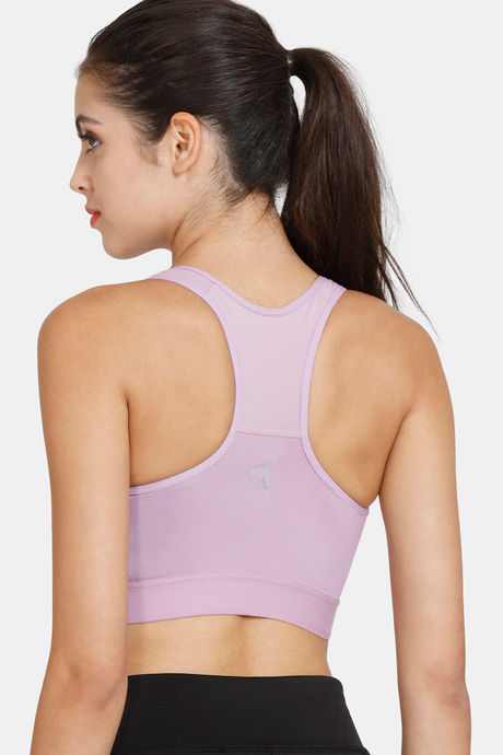 Zelocity High Impact Quick Dry Front Opening Sports Bra - Lavender Herb — image 4